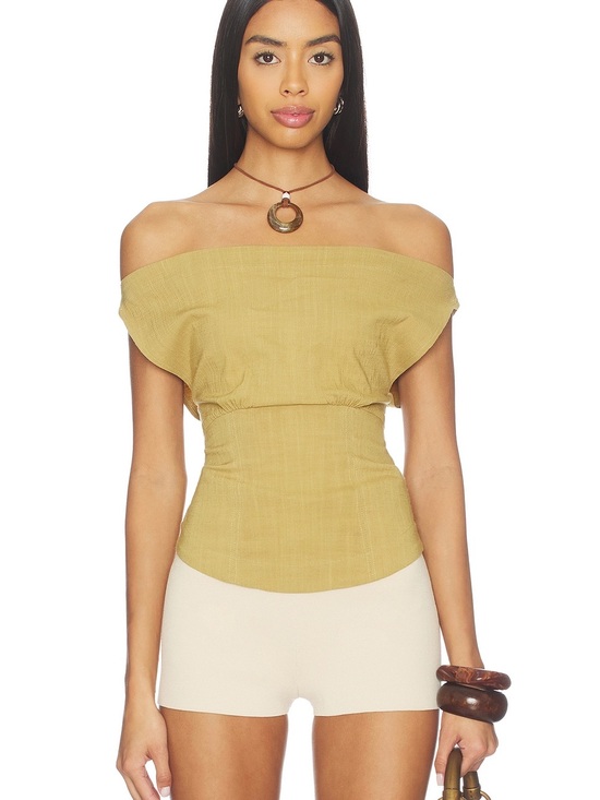Free People Tops - Free People Off-Shoulder Mustard Yellow Crop Top
